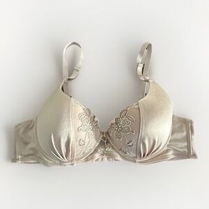 Rampage Cream Satin Floral Coquette Padded Underwire‎ Bra Women 36B Vintage Y2K